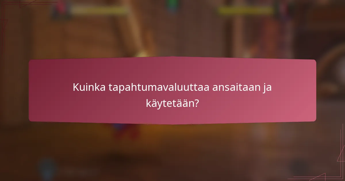 Kuinka tapahtumavaluuttaa ansaitaan ja käytetään?