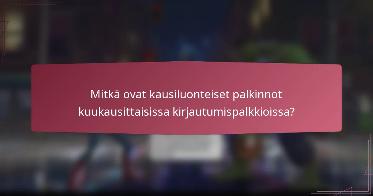 Mitkä ovat kausiluonteiset palkinnot kuukausittaisissa kirjautumispalkkioissa?